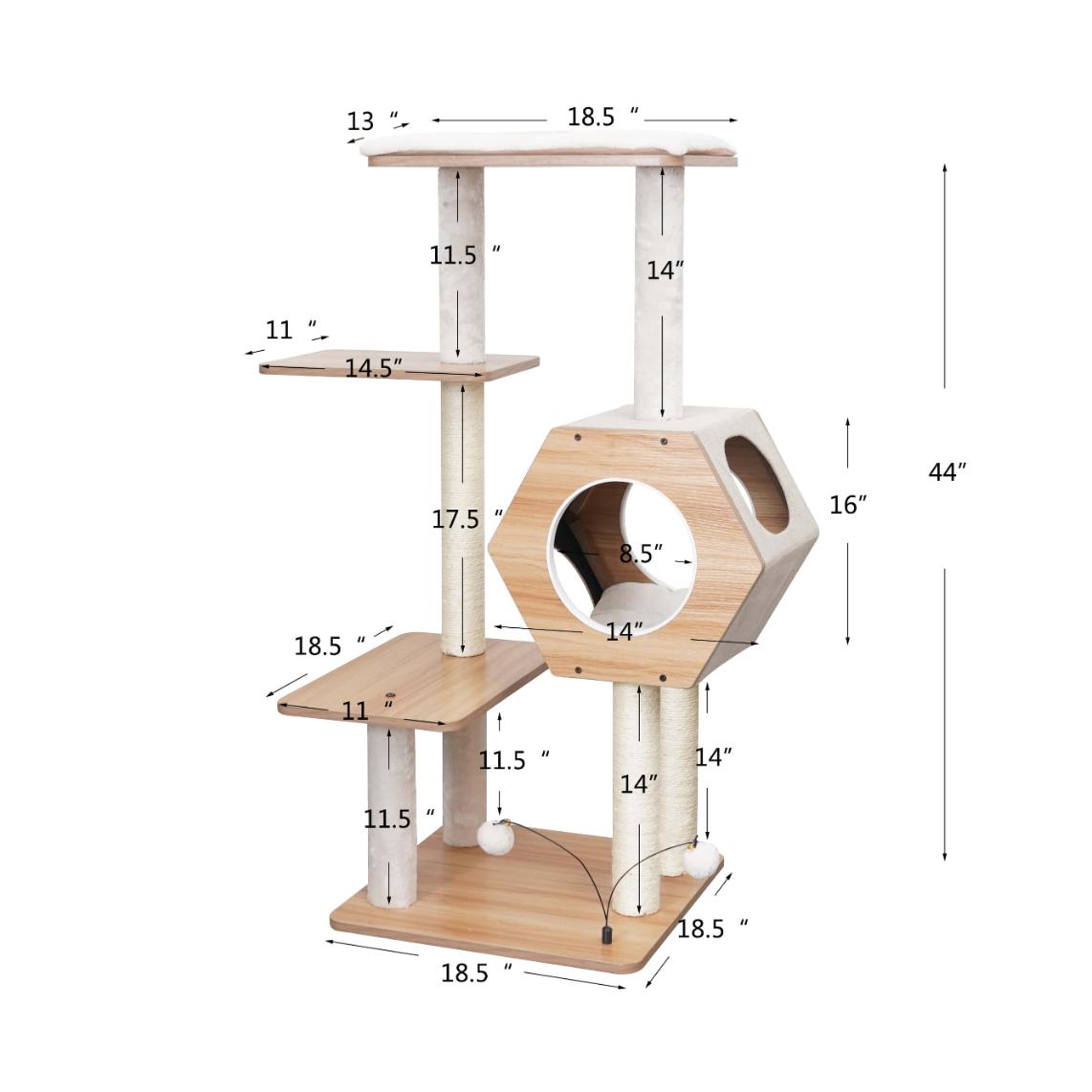 Wagon Style Wooden Medium Cat Tower