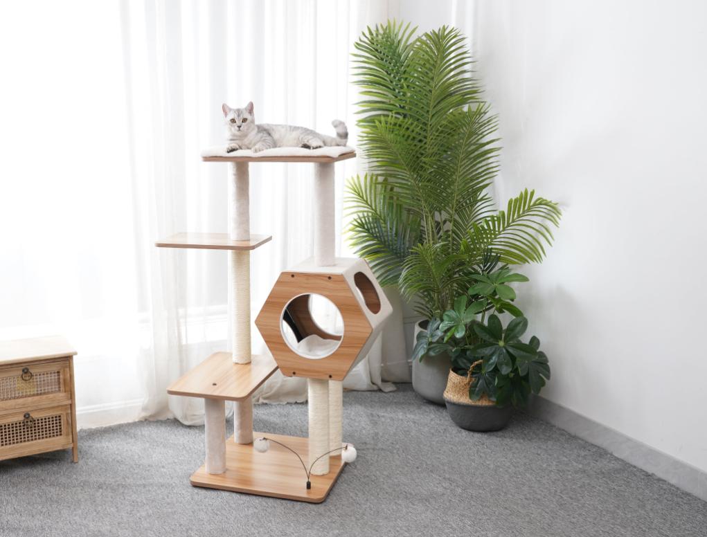Wagon Style Wooden Medium Cat Tower