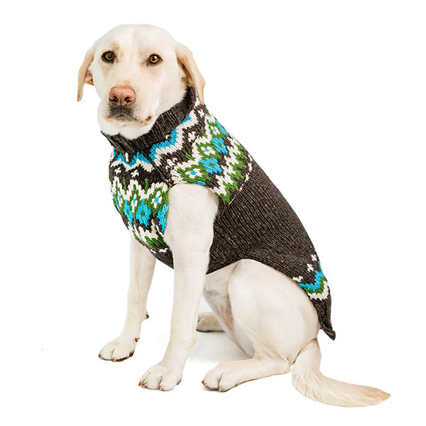 Chilly Dog Charcoal Fair Isle Wool Dog Sweater