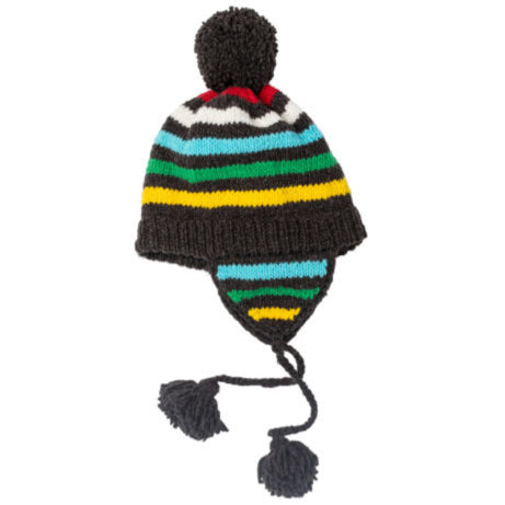 Chilly Dog Hand Knit Charcoal Stripe Wool Wool Hat