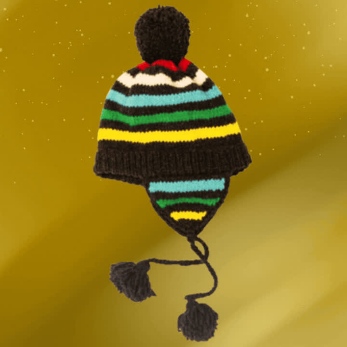 Chilly Dog Hand Knit Charcoal Stripe Wool Wool Hat