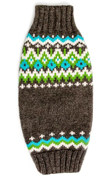 Chilly Dog Charcoal Fair Isle Wool Dog Sweater