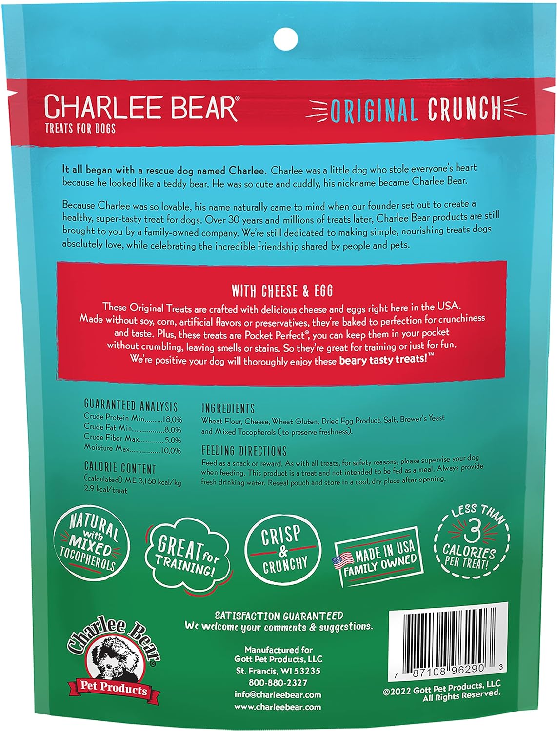 Charlee Bear Orginal Crunch Cheese & Egg Dog Treat (16oz) - HT Animal Supply