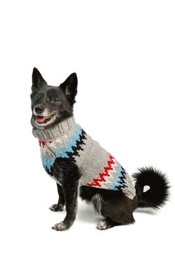 Chilly Dog Gray Chevron Wool Dog Sweater