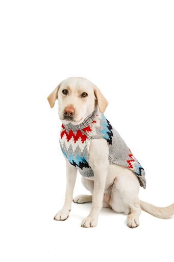 Chilly Dog Gray Chevron Wool Dog Sweater