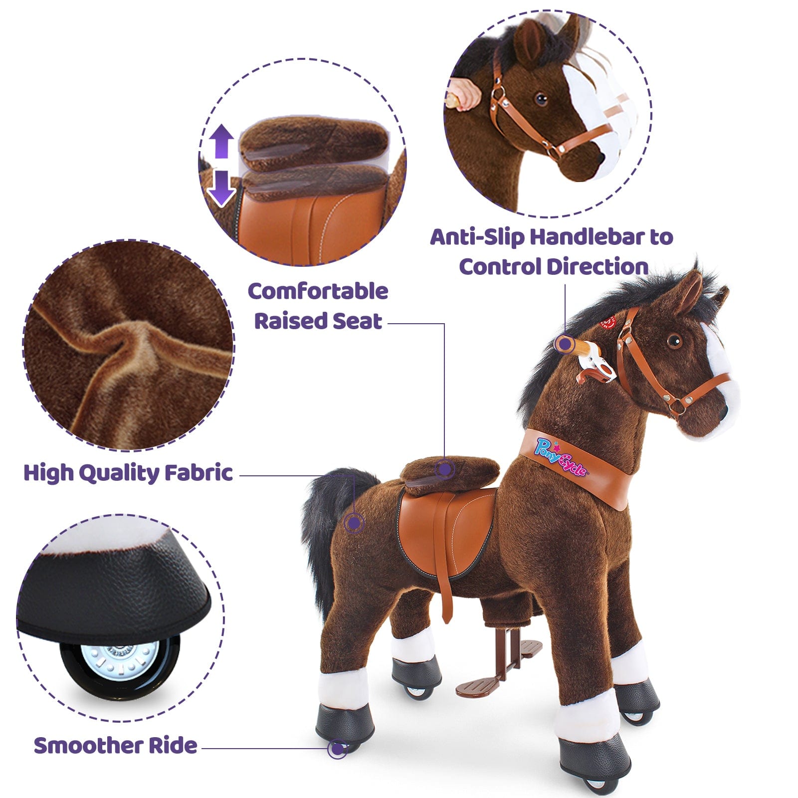 PonyCycle Large Ride On Horse - Chocolate