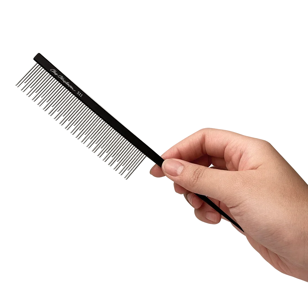 Chris Christensen 7 Inch Parting Comb Dual Tooth Black
