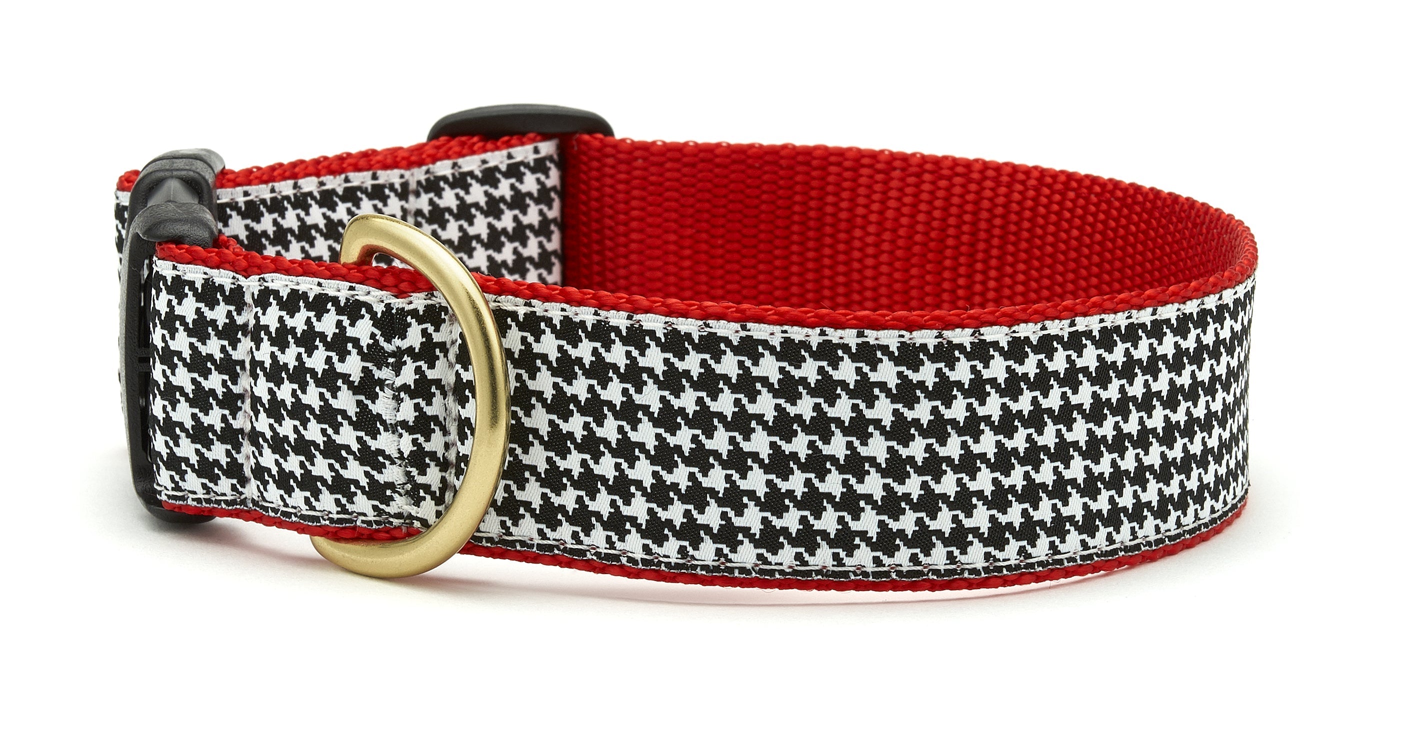 Classic Black Houndstooth Extra Wide Dog Collar 1.5"