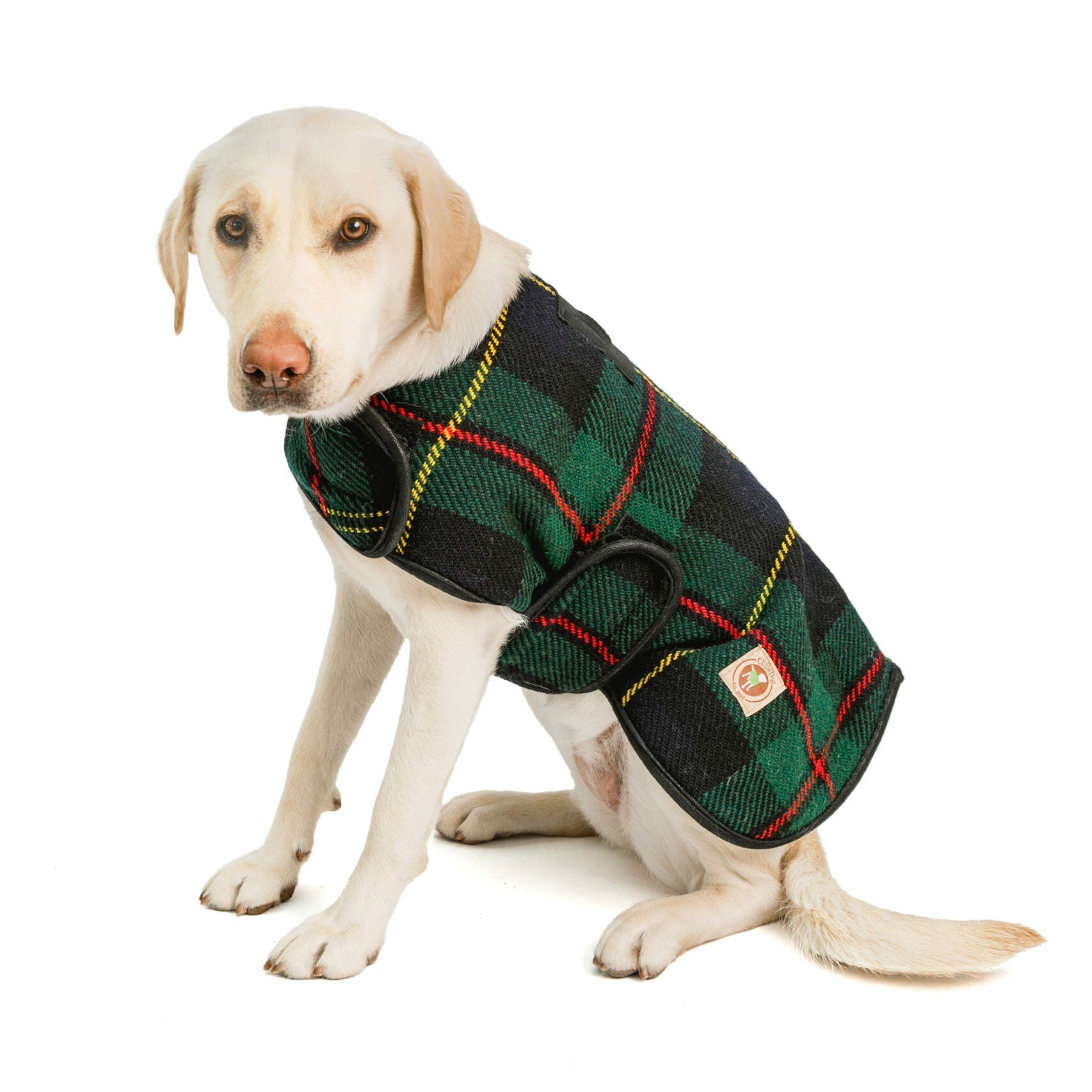 Chilly Dog Navy Tartan Plaid Wool Blanket Dog Coat