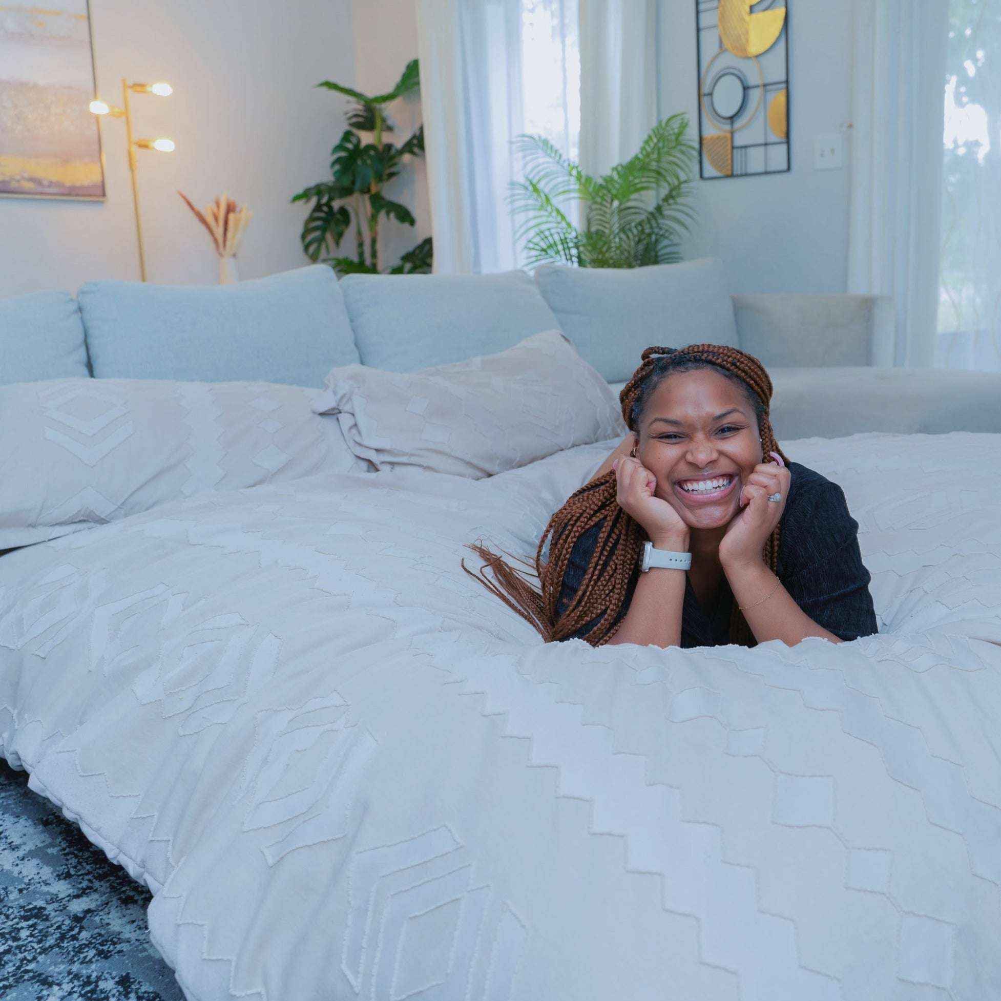 CordaRoy's Queen Faux Fur Nest Convertible Bean Bag Chair