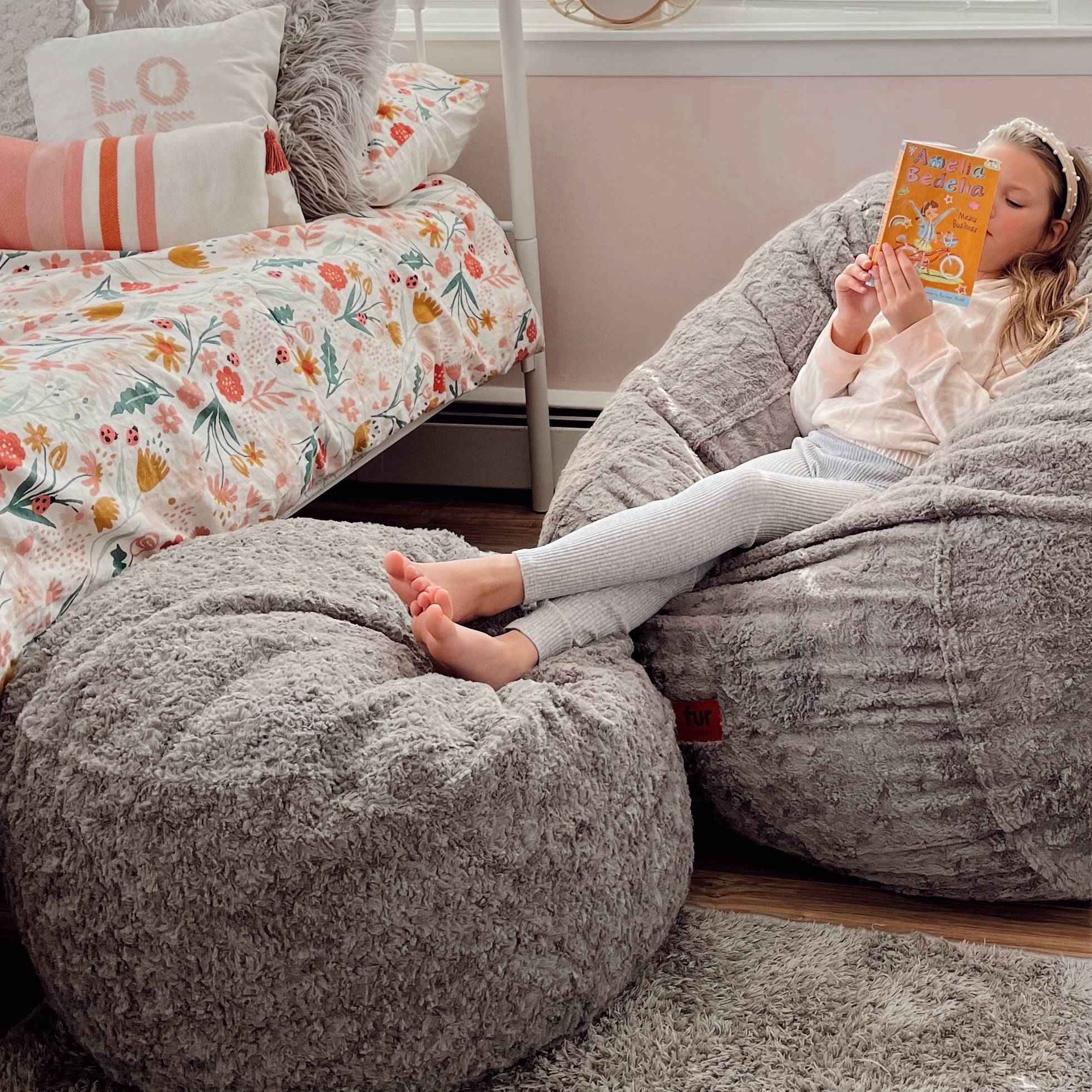 CordaRoy's Faux Fur Pouf Footstool Ottoman