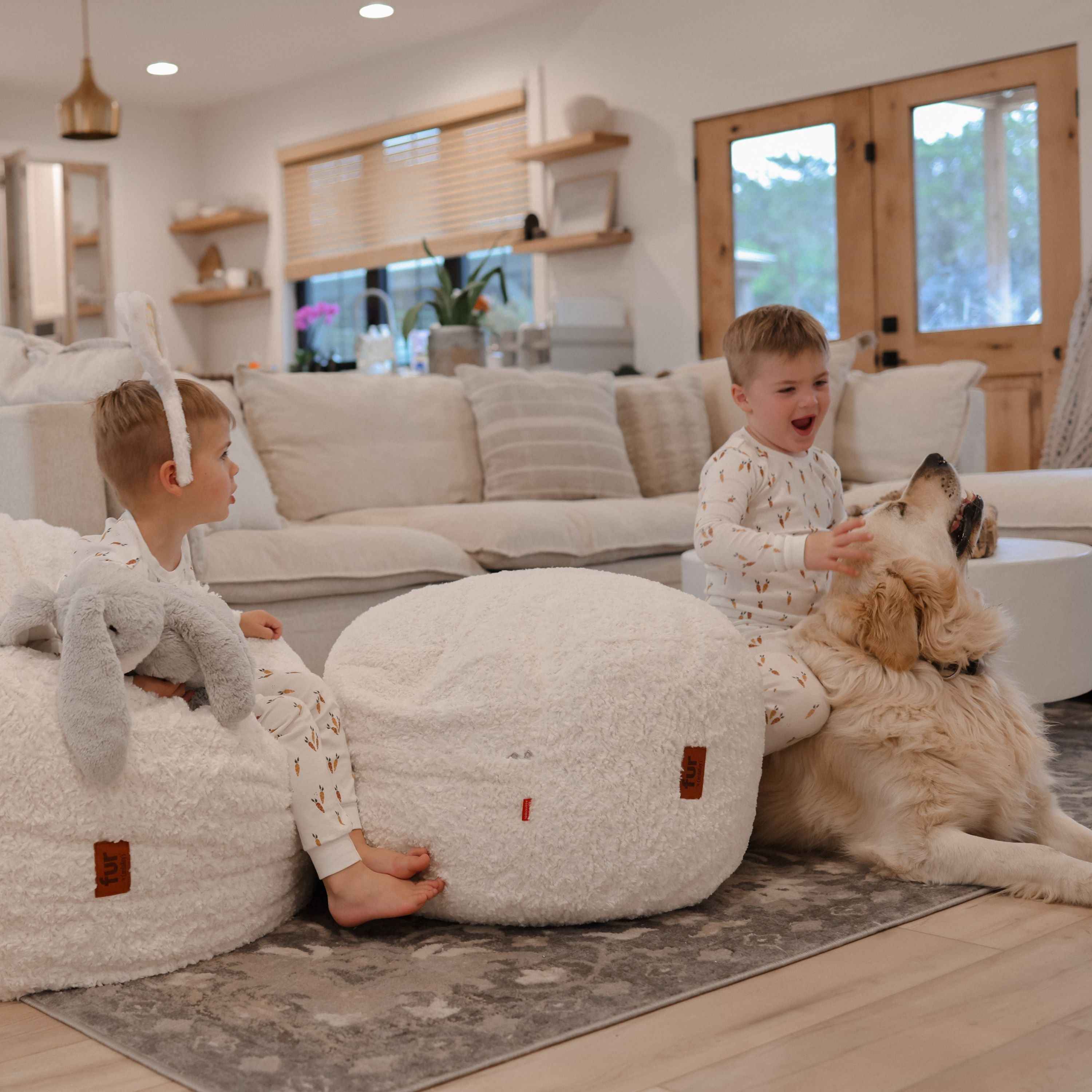CordaRoy's Faux Fur Pouf Footstool Ottoman