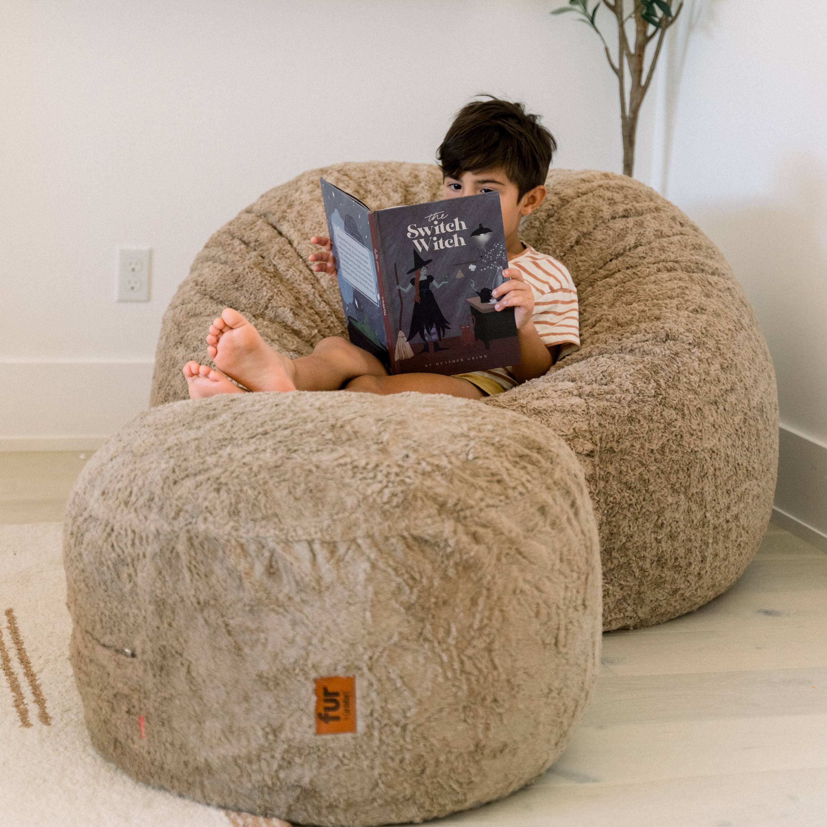 CordaRoy's Faux Fur Pouf Footstool Ottoman