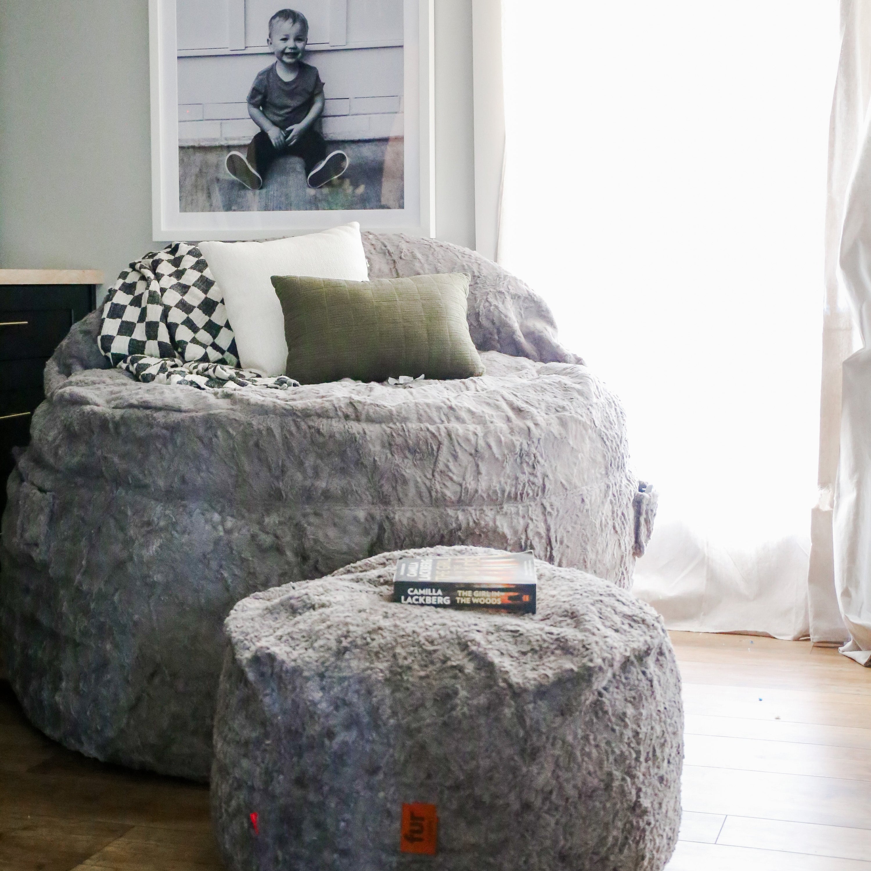 CordaRoy's Queen Faux Fur Nest Convertible Bean Bag Chair