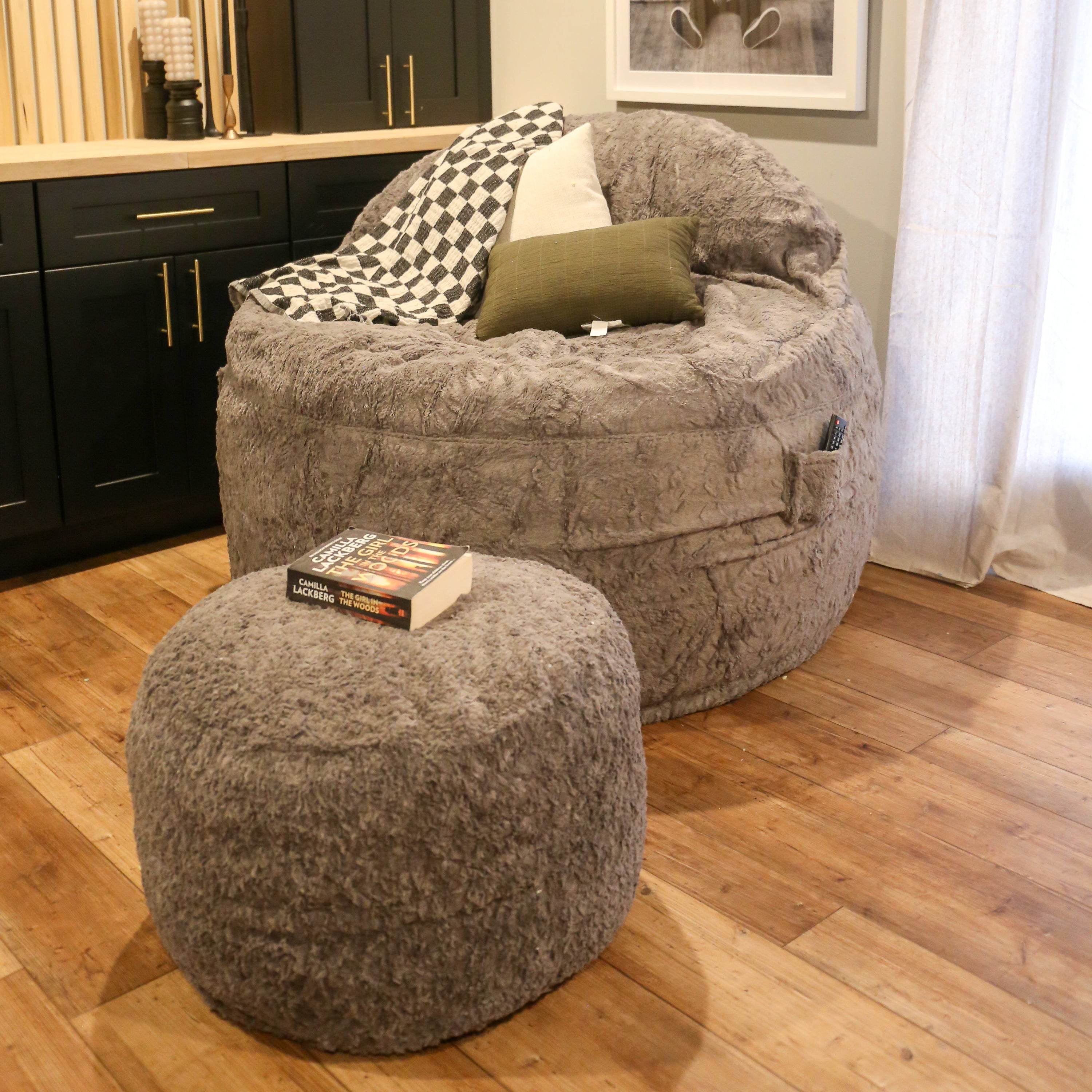 CordaRoy's Queen Faux Fur Nest Convertible Bean Bag Chair