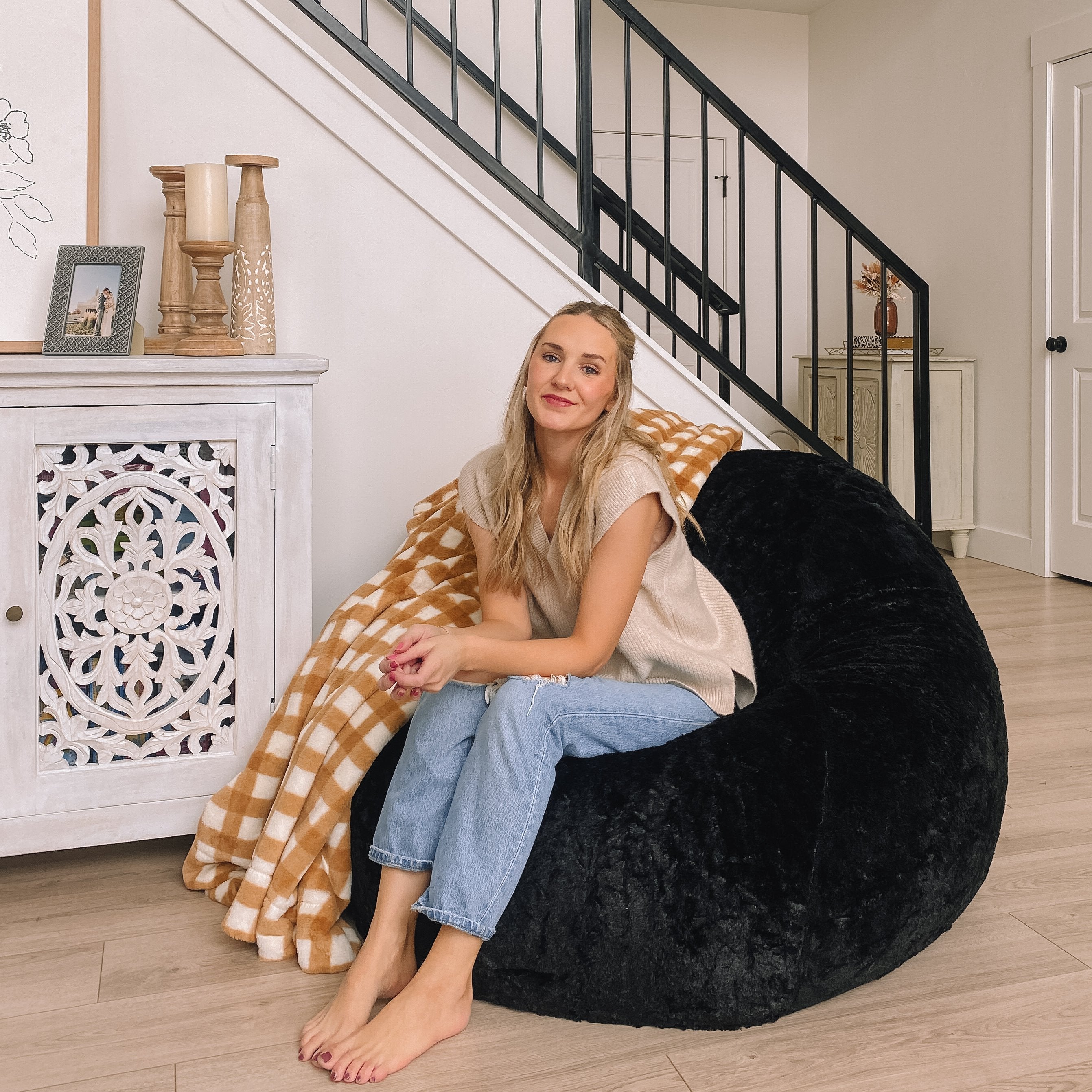 CordaRoy's Queen Faux Fur Convertible Bean Bag Chair