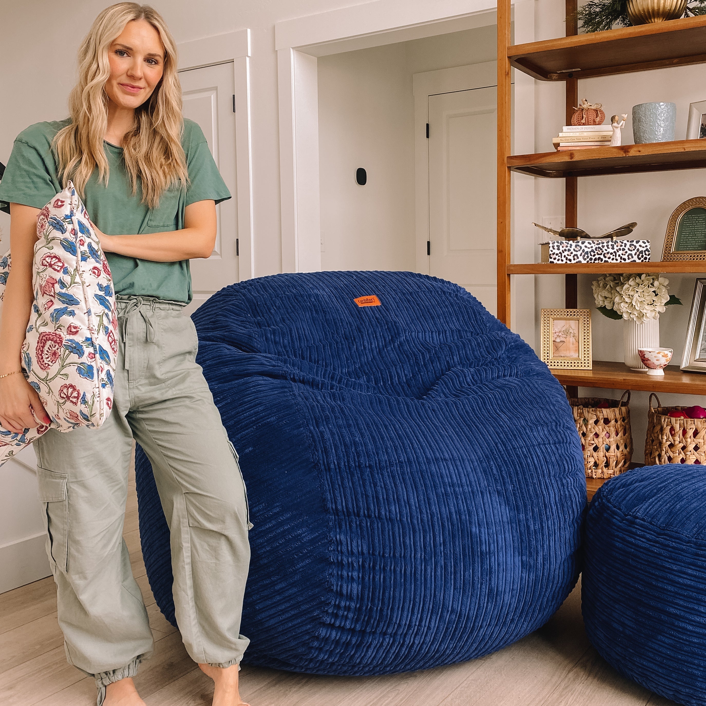 CordaRoy's Full Plush Corduroy Convertible Bean Bag Chair