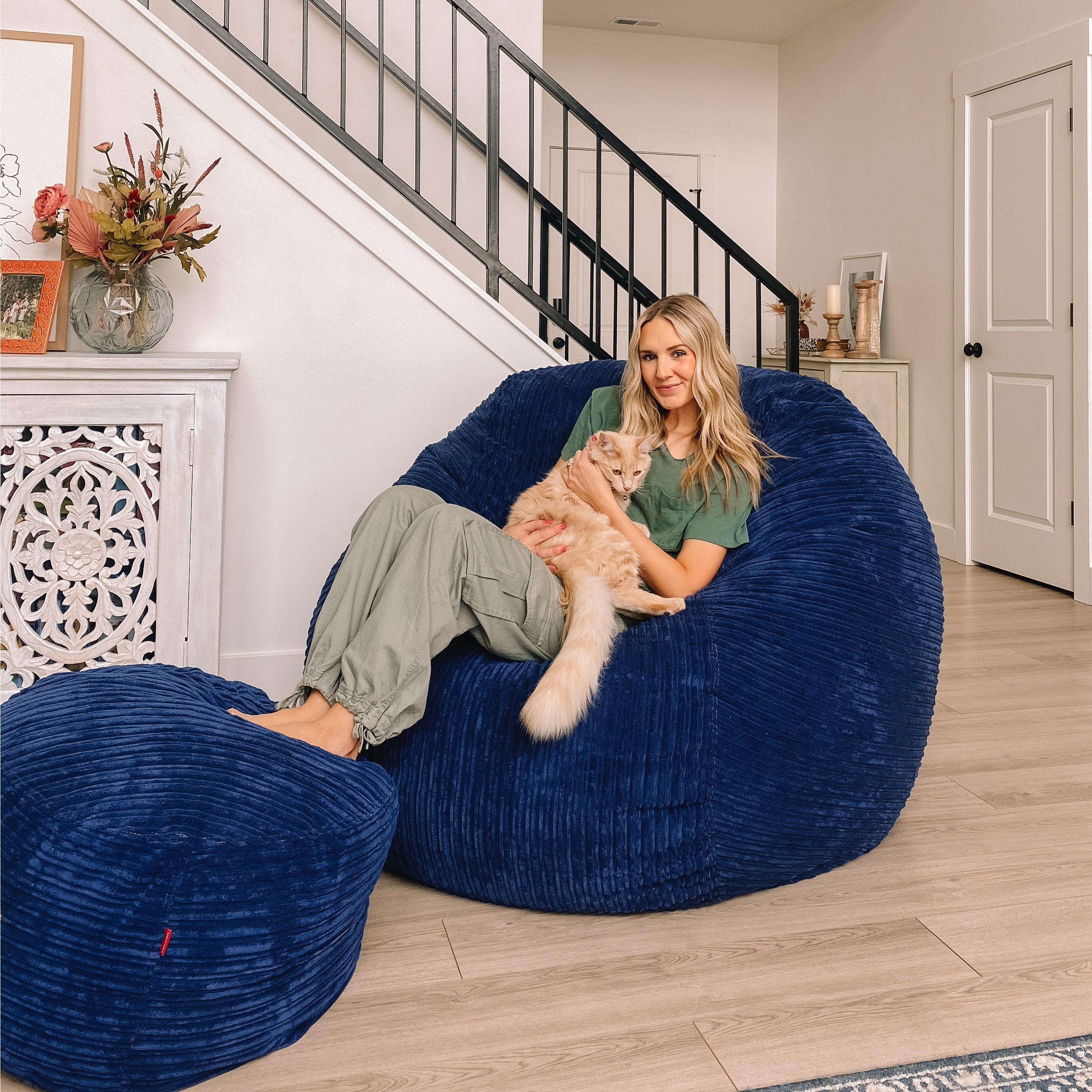 CordaRoy's King Terry Corduroy Convertible Bean Bag Chair