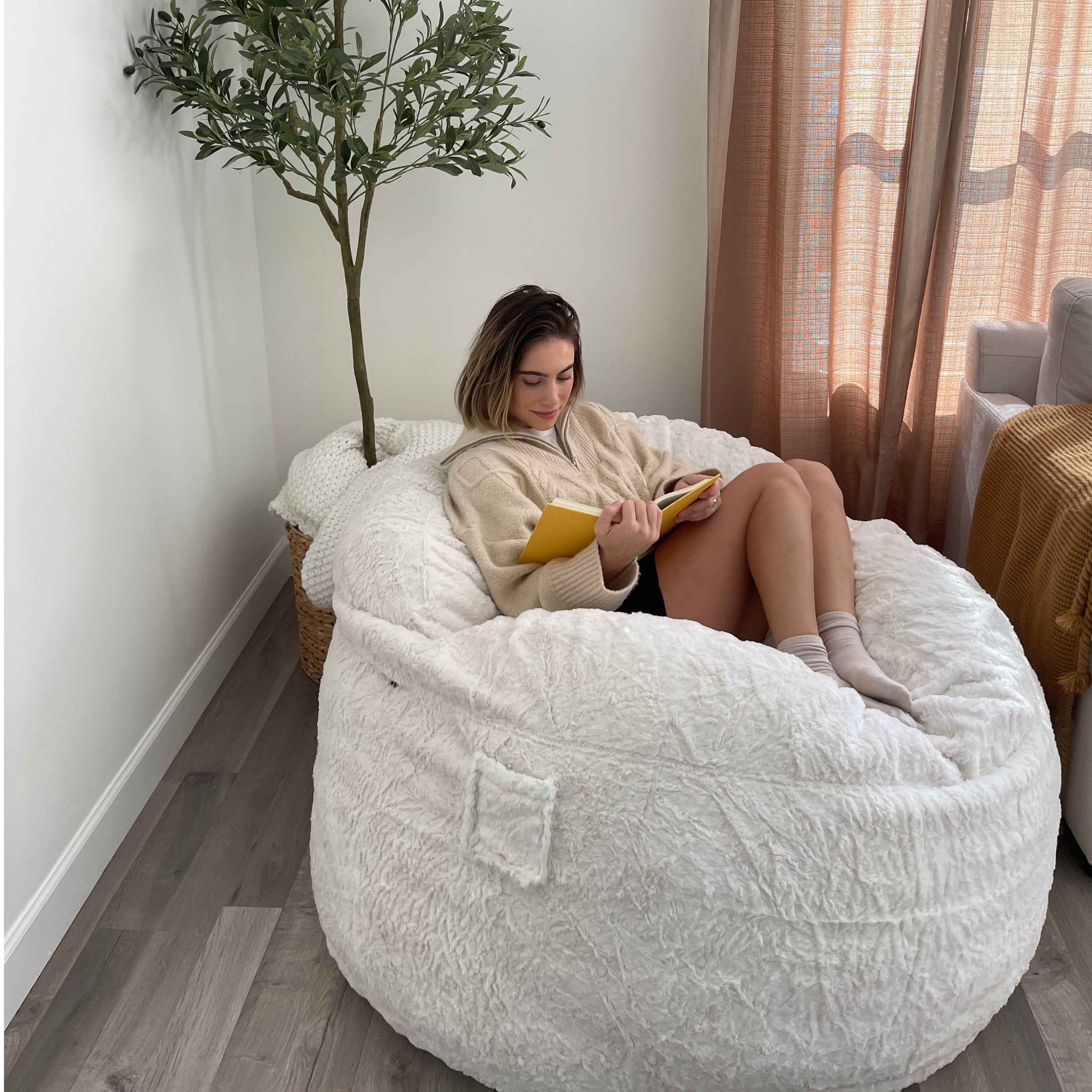 CordaRoy's King Faux Fur Nest Convertible Bean Bag Chair