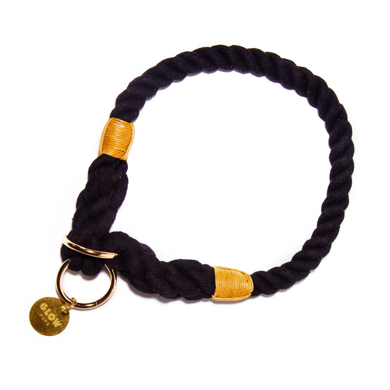 Glow Pups: Black Stylish Rope Slip Dog Collar