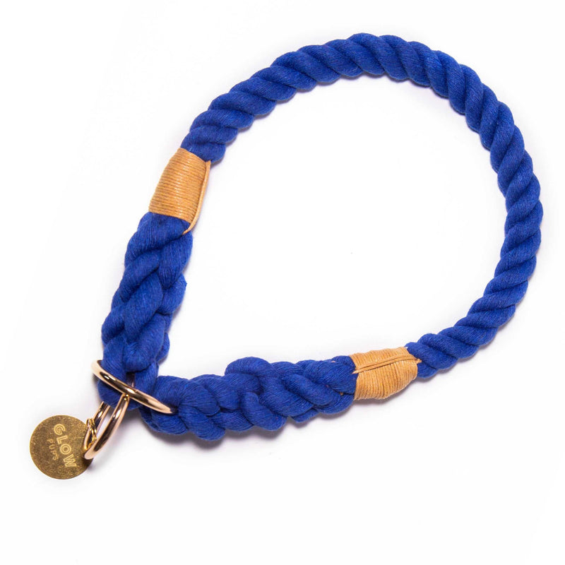 Glow Pups: Blue Stylish Rope Slip Dog Collar