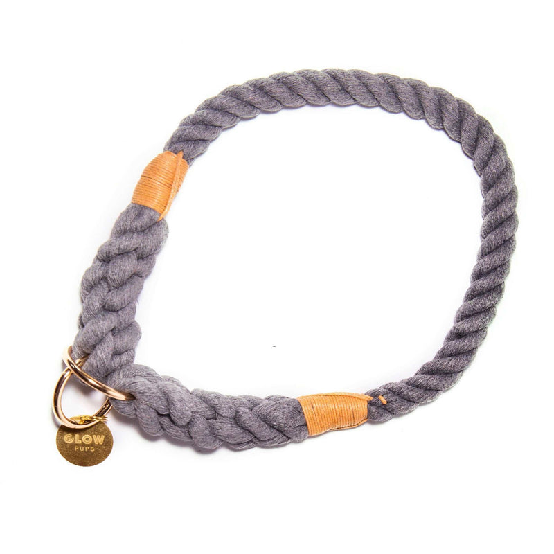 Glow Pups: Grey Stylish Rope Slip Dog Collar