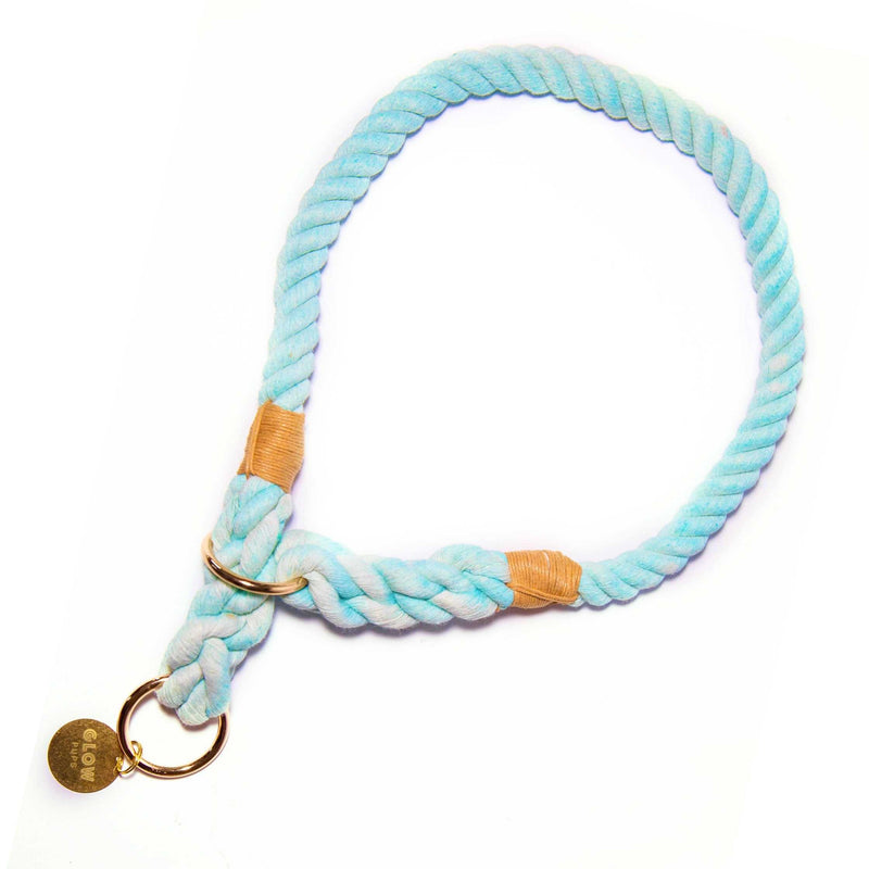 Glow Pups: Light Blue Stylish Rope Slip Dog Collar
