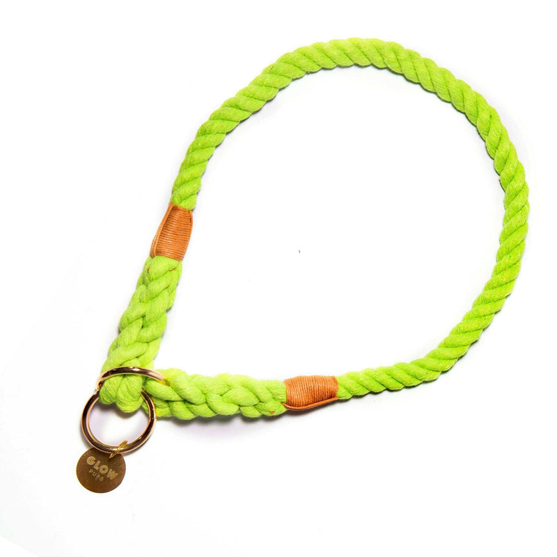 Glow Pups: Lime Green Stylish Rope Slip Dog Collar