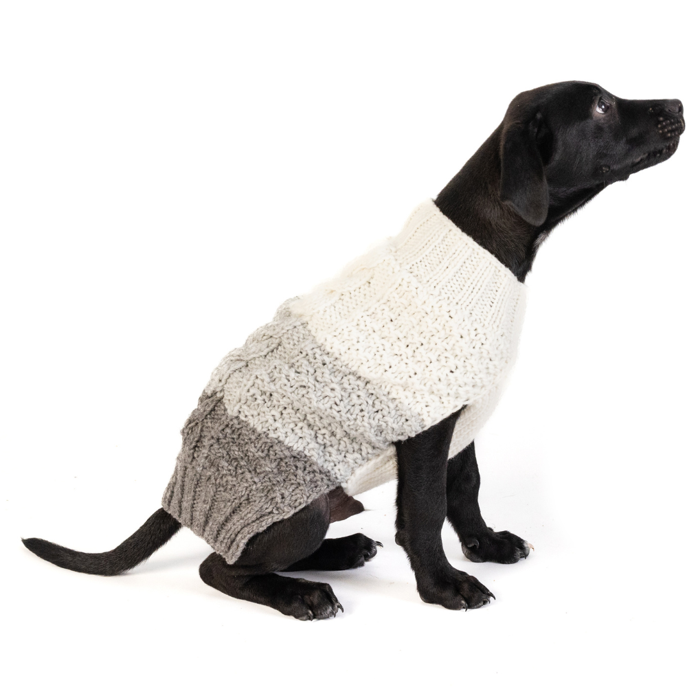 Chilly Dog Color Block Cable Wool Dog Sweater