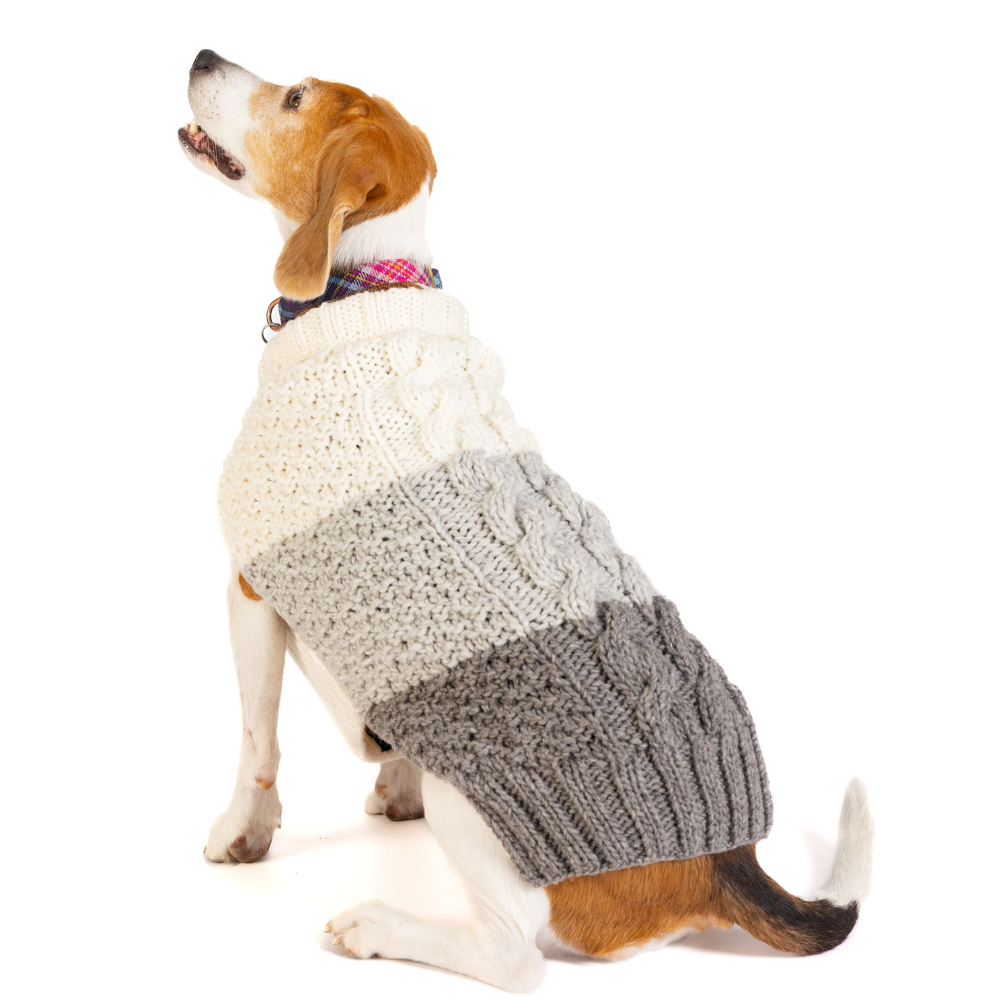 Chilly Dog Color Block Cable Wool Dog Sweater