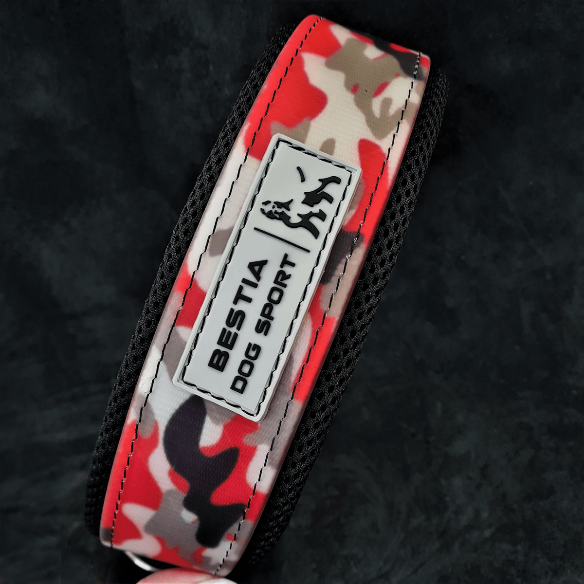 Bestia Dog Sport Red Camo Dog Collar