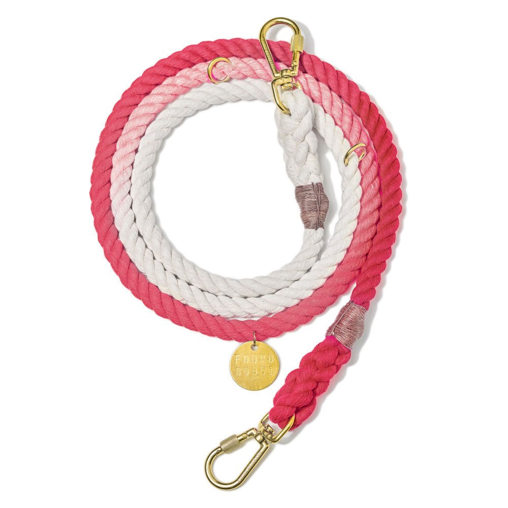 Coral Ombre Cotton Rope Dog Leash by Found My Animal | Adjustable & Handcrafted