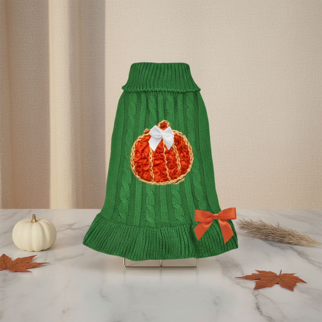 Couture Pumpkin Knit Dog Sweater