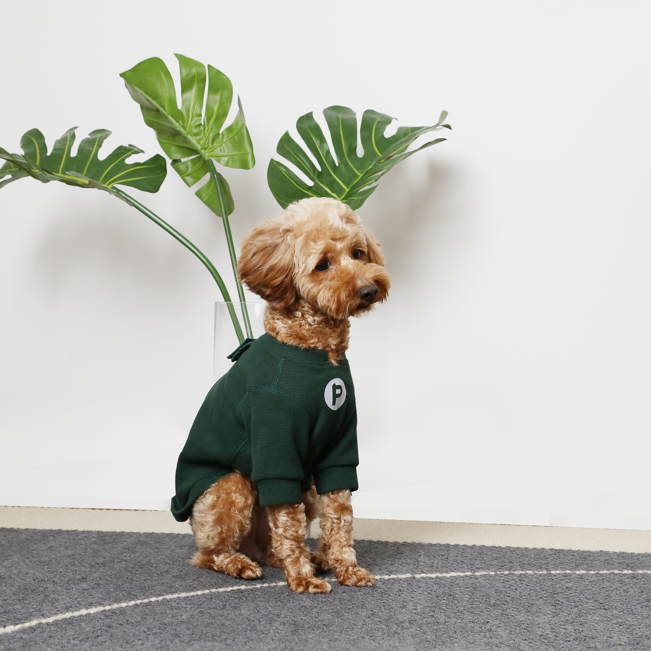 Embroidery Waffle T - Shirt-Green