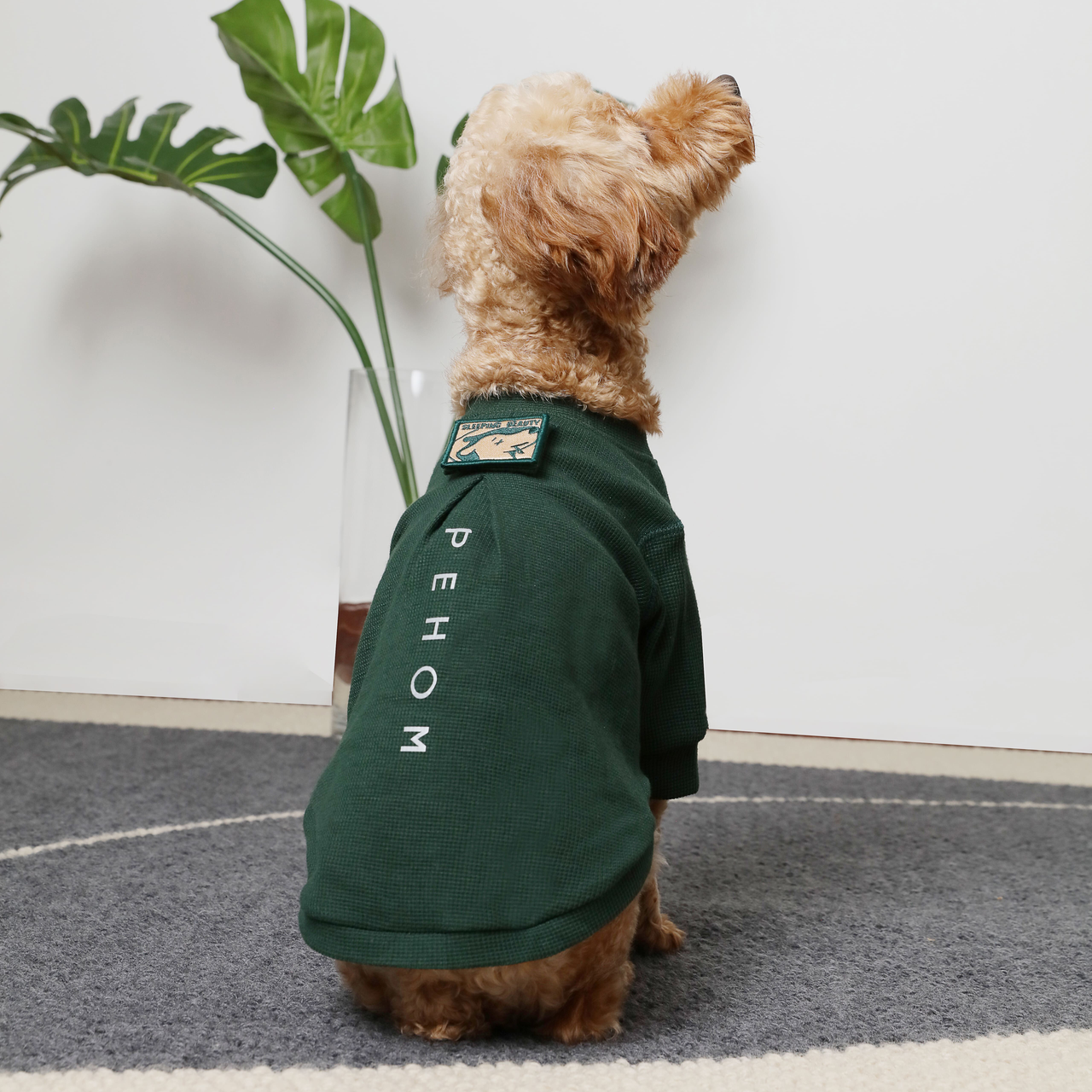 Embroidery Waffle T - Shirt-Green