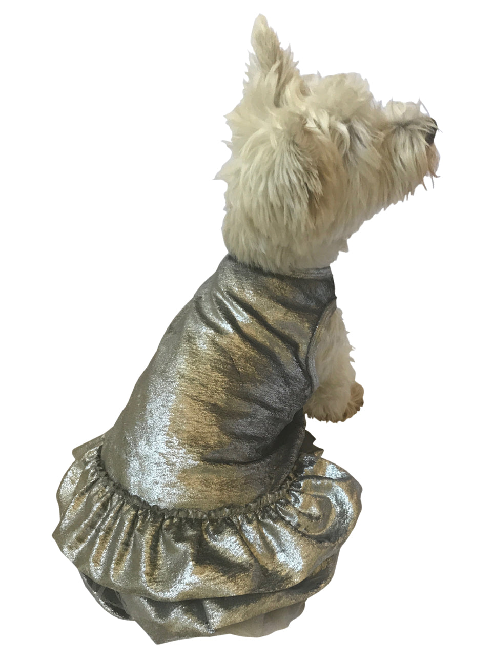 Crushing on YOU Metallic Velvet Dog Dress, Silver