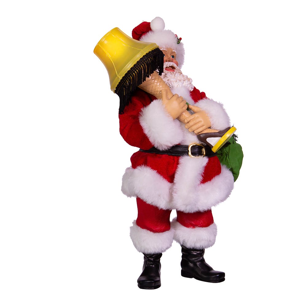 Kurt Adler 10-Inch Leg Lamp Fabrich Santa with Light