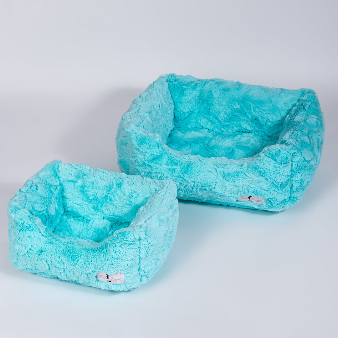 Hello Doggie Cuddle Aquamarine Dog Bed