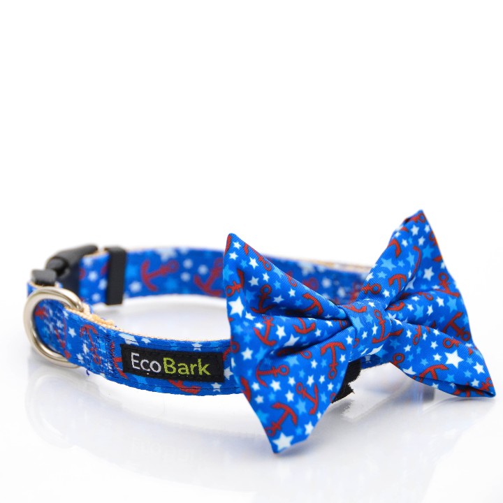 EcoBark – Nautical Bow Tie Dog Collar