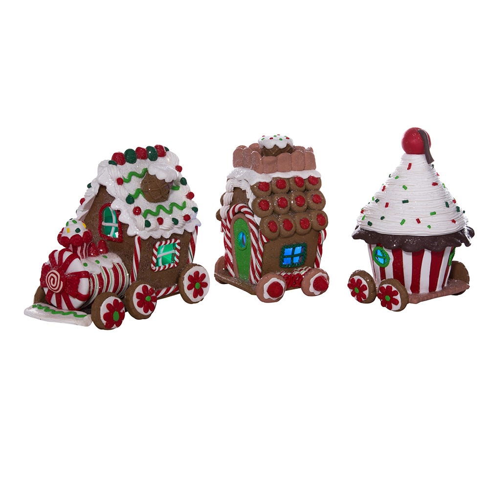 Kurt Adler 4.3-Inch Claydough 3D LED Gingerbread Train Set of 3 Pieces
