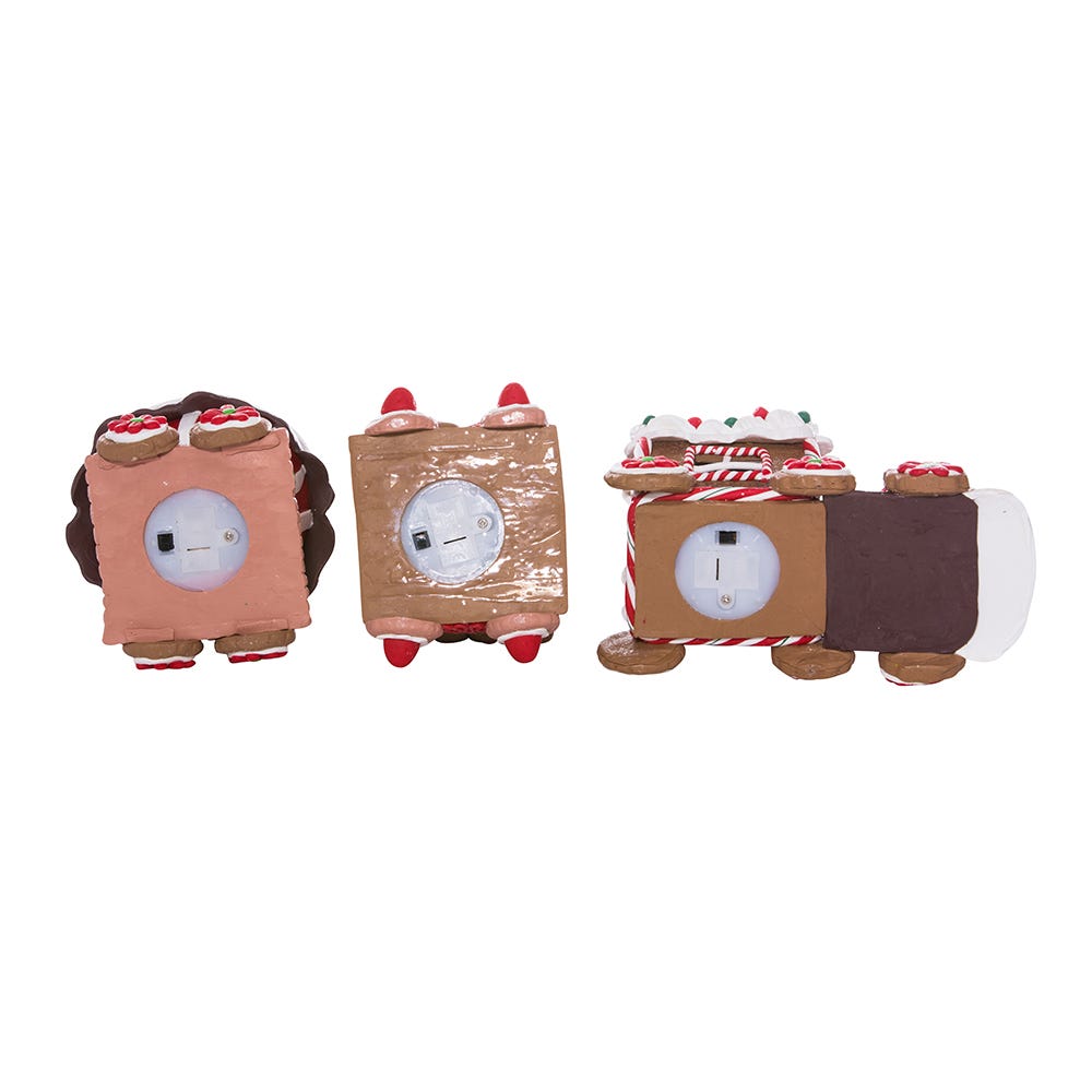 Kurt Adler 4.3-Inch Claydough 3D LED Gingerbread Train Set of 3 Pieces