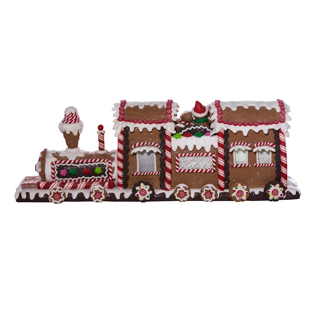 Kurt Adler 19.5-Inch Battery-Operated Gingerbread LED Train Tablepiece
