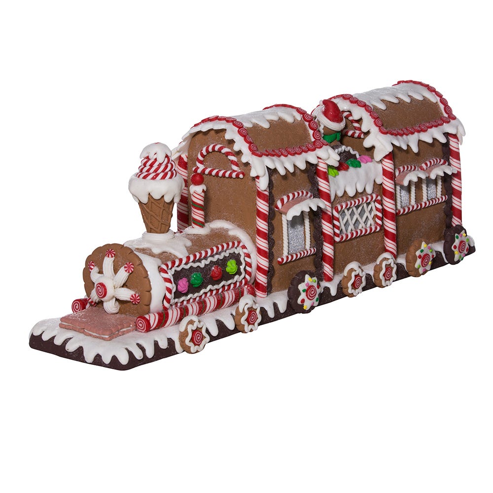 Kurt Adler 19.5-Inch Battery-Operated Gingerbread LED Train Tablepiece