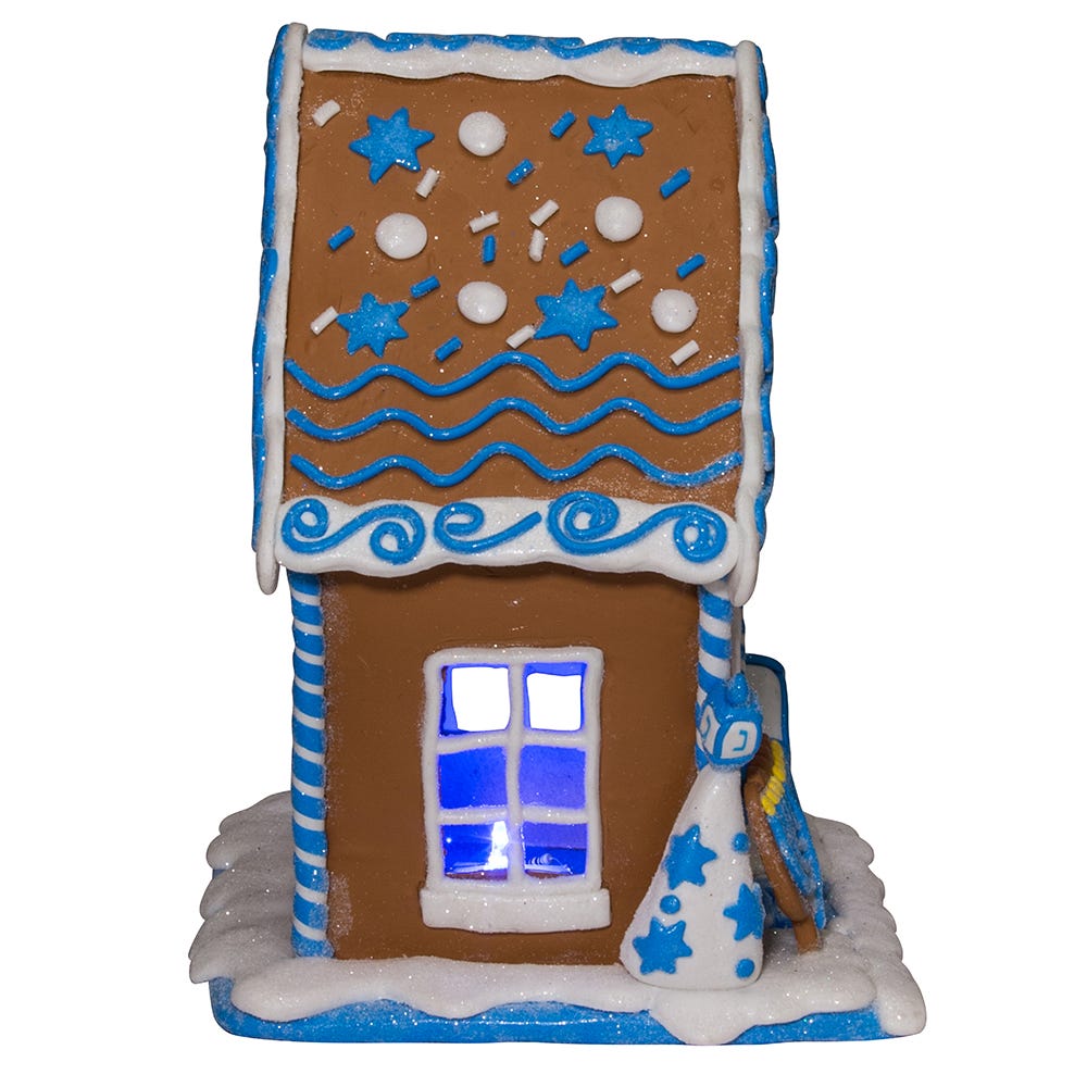 Kurt Adler 7-Inch LED Hanukkah Gingerbread House Tablepiece