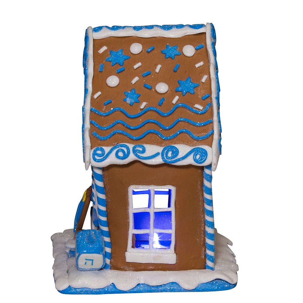 Kurt Adler 7-Inch LED Hanukkah Gingerbread House Tablepiece