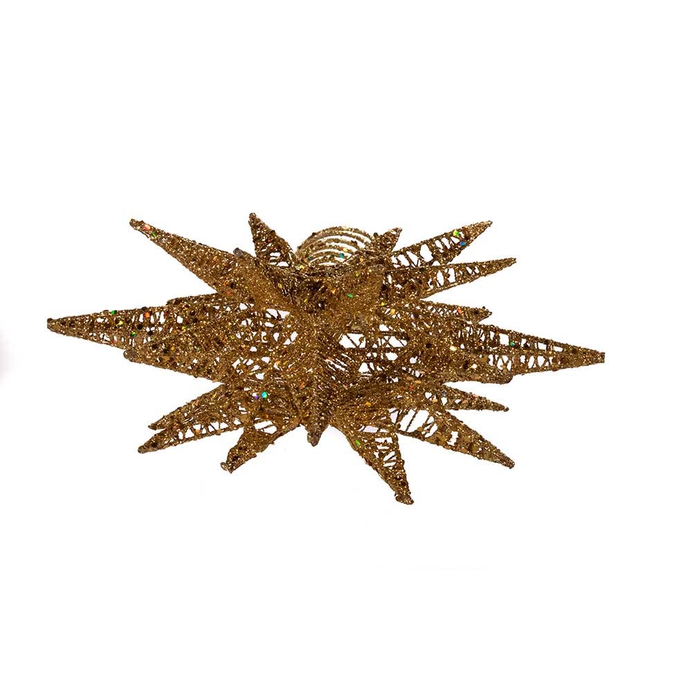 Kurt Adler 16.5-Inch Gold Glitter Wire 3D Star Treetop