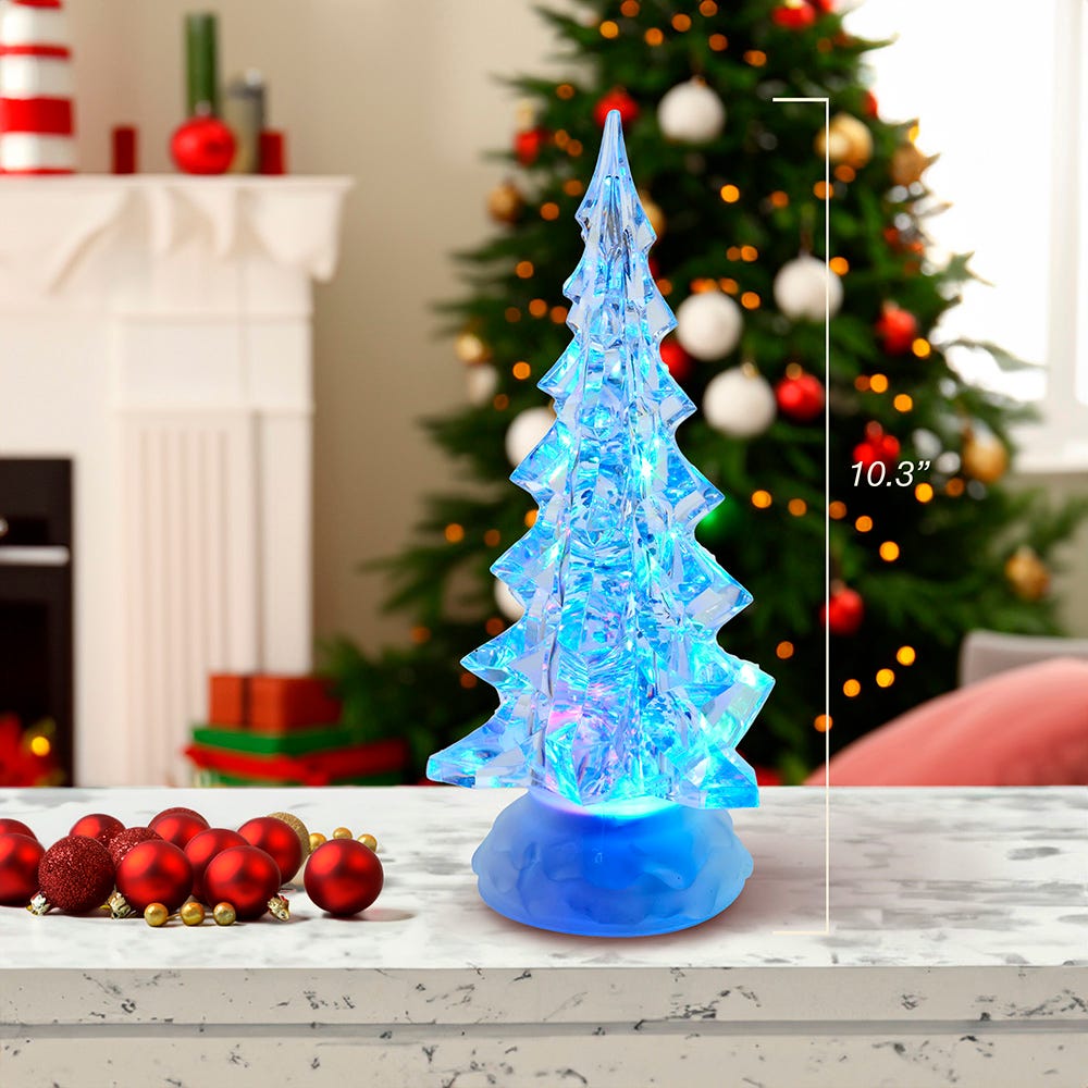 Kurt Adler 10.25-Inch Battery-Operated LED Clear Tree Table Piece with Motion