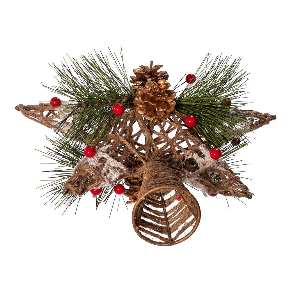 Kurt Adler 11-Inch Natural Star with Pinecones Treetop