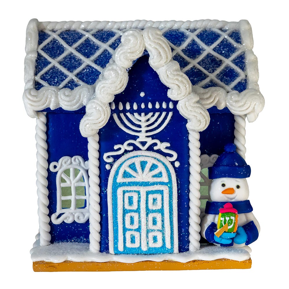 Kurt Adler 4-Inch Clay Dough Hanukkah LED House Table Piece