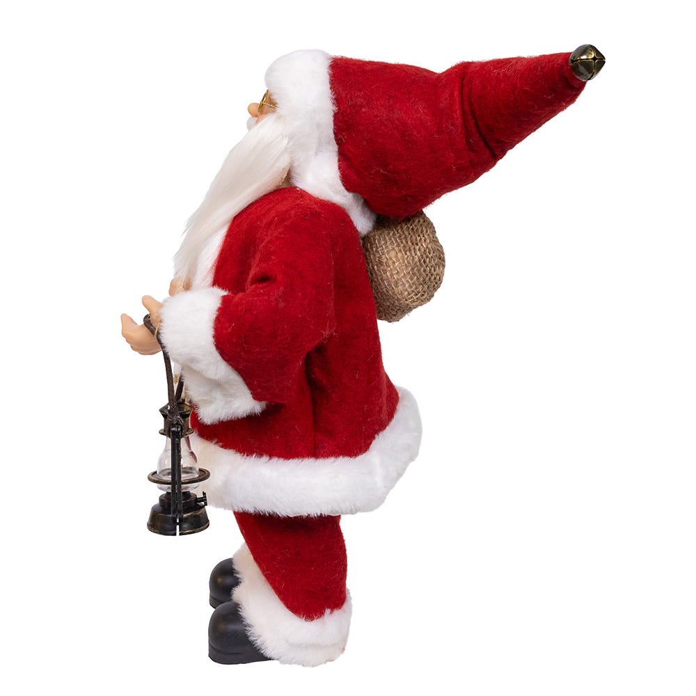 Kurt Adler 12-Inch Standing Christmas Santa with Sack and Lantern